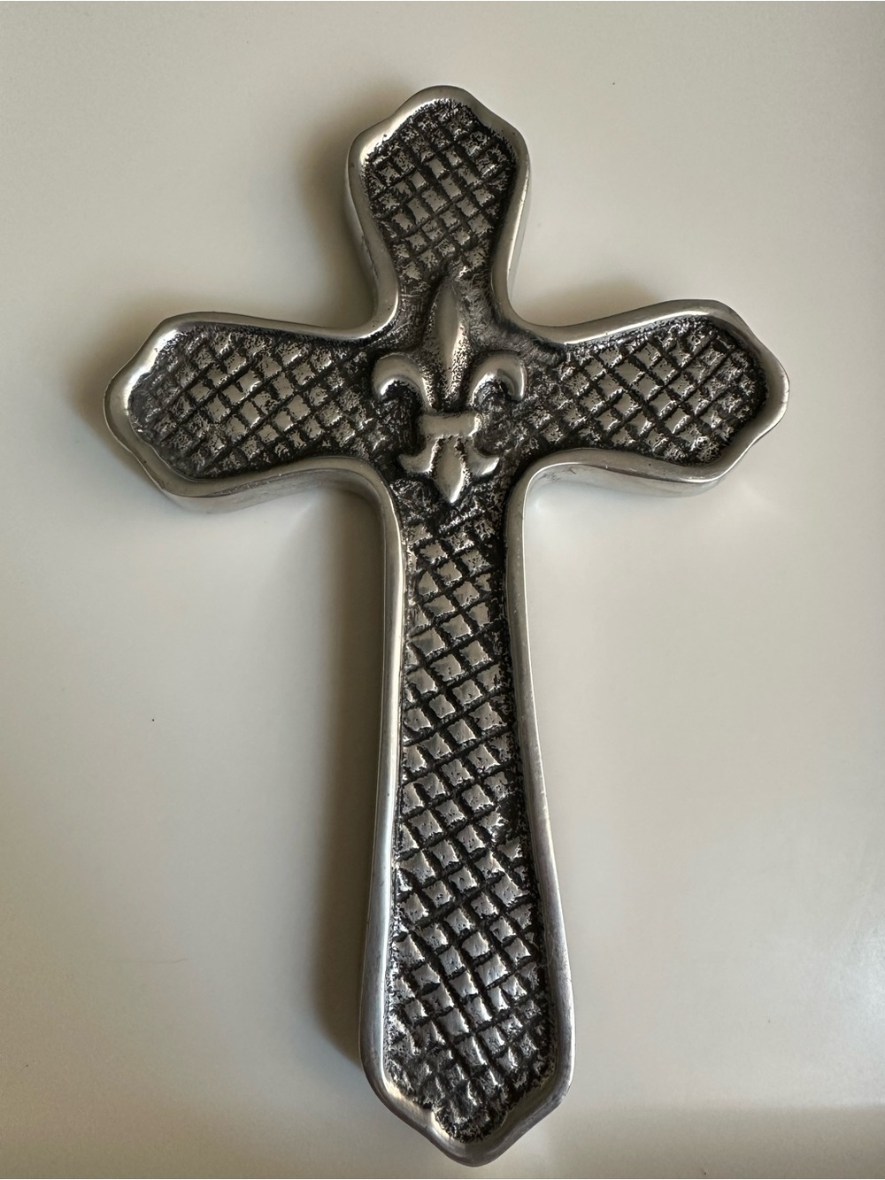 Decorative Metal Cross Wall Accent - Silver and Black